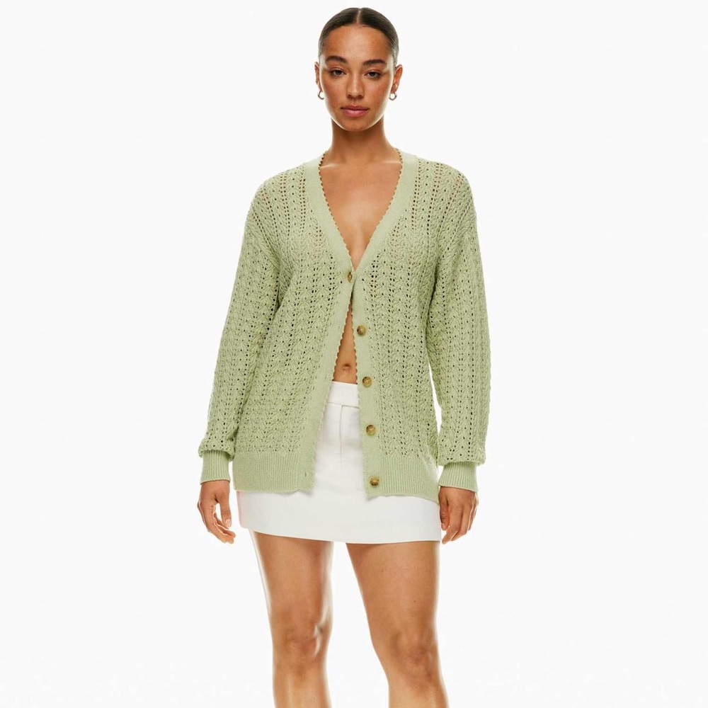 NWT Aritzia Wilfred Light Sage Green Knit Cardigan long size medium
